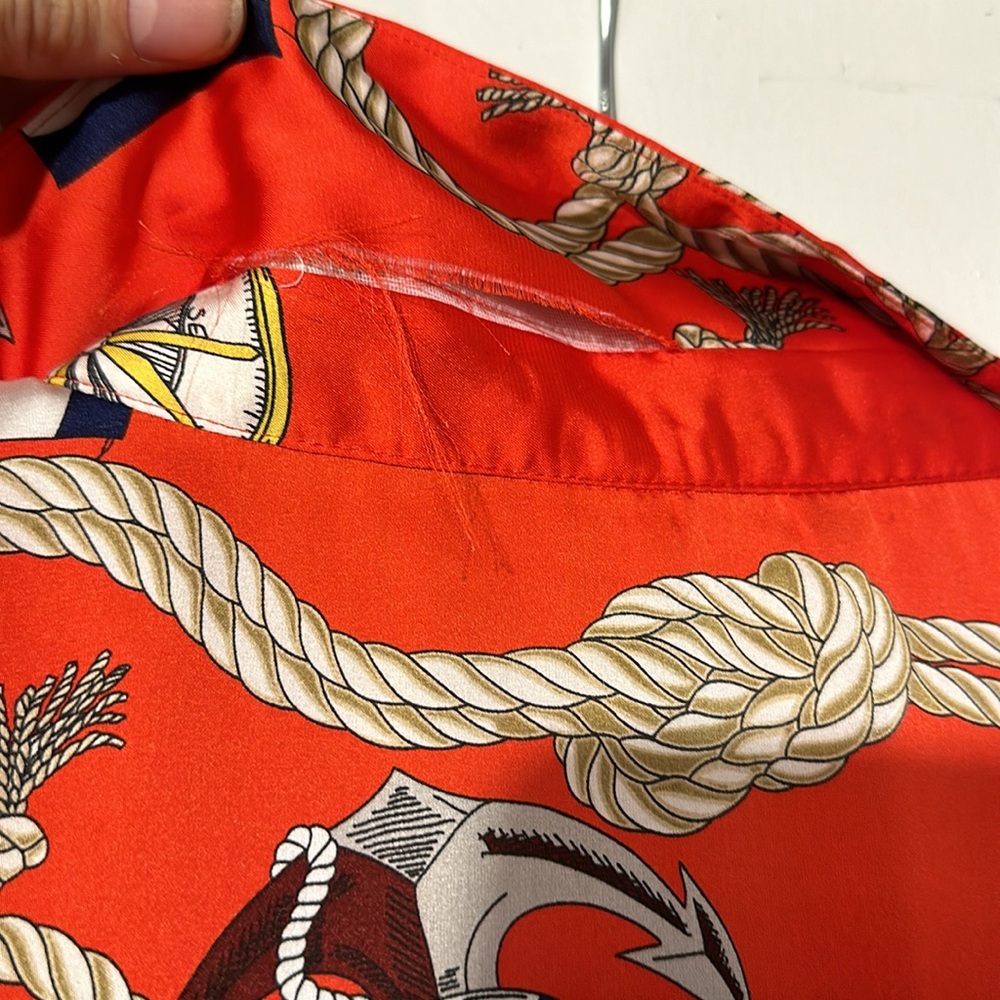 Zara Red nautical satin collared blouse top. Size XL. See photos for condition. - Picture 8 of 8